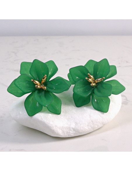 Kolczyki Kwiaty MAXI ZIELONE BOHO  Lolita Akcesoria