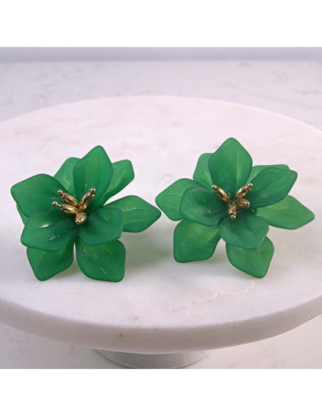 Kolczyki Kwiaty MAXI ZIELONE BOHO  Lolita Akcesoria