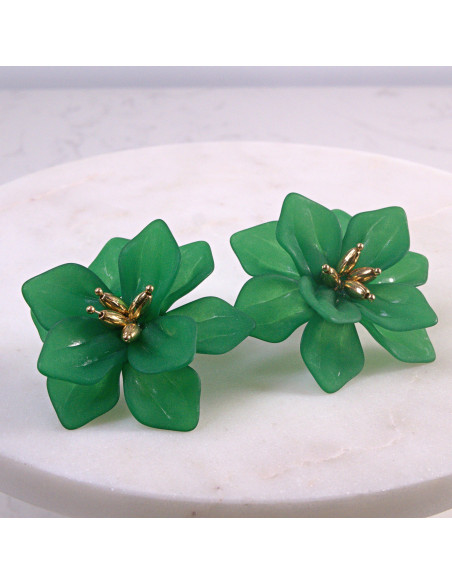 Kolczyki Kwiaty MAXI ZIELONE BOHO  Lolita Akcesoria