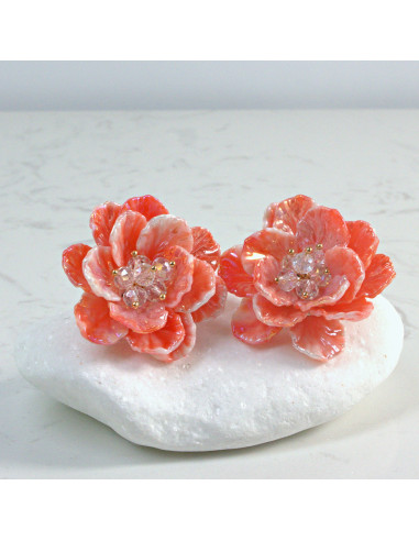 Kolczyki Kwiaty MAXI Pomarańczowe BOHO  Lolita...