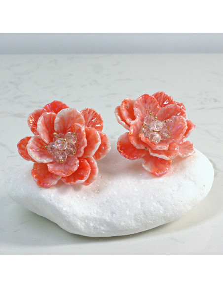 Kolczyki Kwiaty MAXI Pomarańczowe BOHO  Lolita Akcesoria