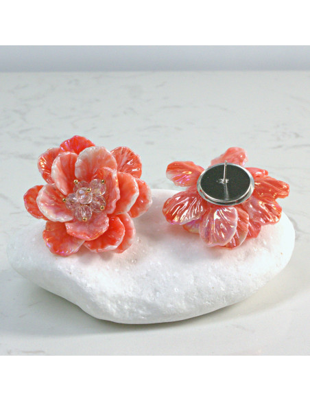 Kolczyki Kwiaty MAXI Pomarańczowe BOHO  Lolita Akcesoria