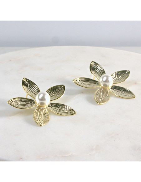 Kolczyki złote MAXI Kwiaty Lolita Akcesoria srebrny sztyft 925