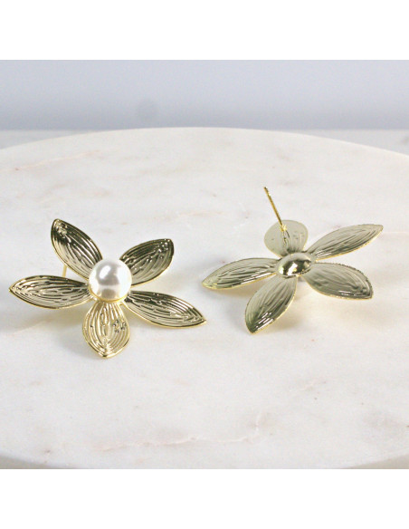 Kolczyki złote MAXI Kwiaty Lolita Akcesoria srebrny sztyft 925