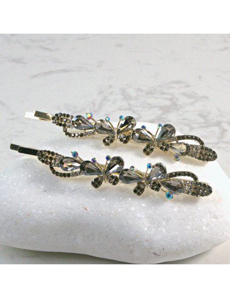 Wsuwka do włosów motylek  2 szt. Lolita Akcesoria GRAFIT