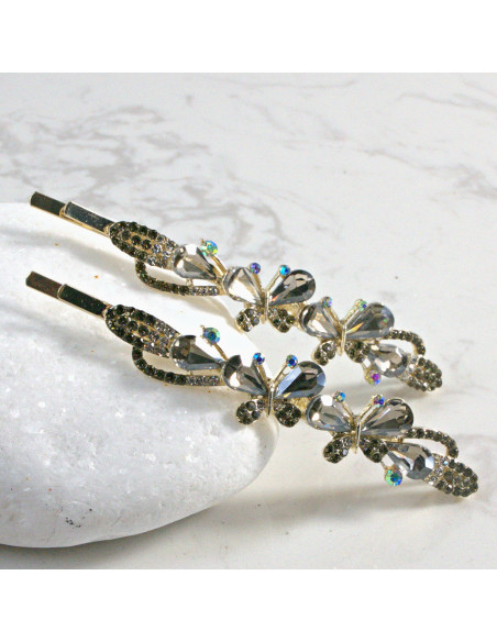 Wsuwka do włosów motylek  2 szt. Lolita Akcesoria GRAFIT