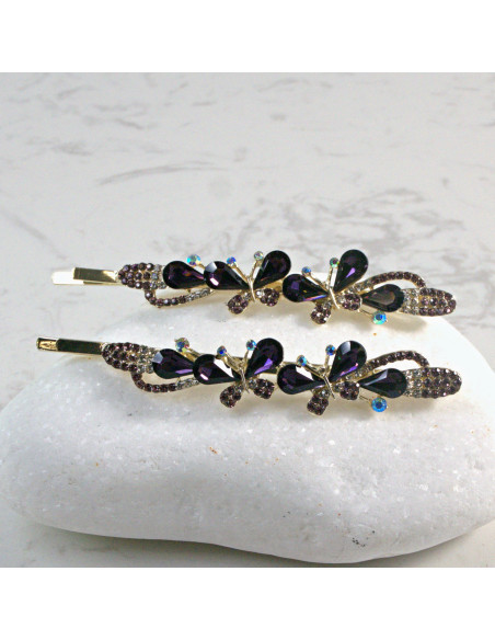 Wsuwka do włosów motylek  2 szt. Lolita Akcesoria FIOLET