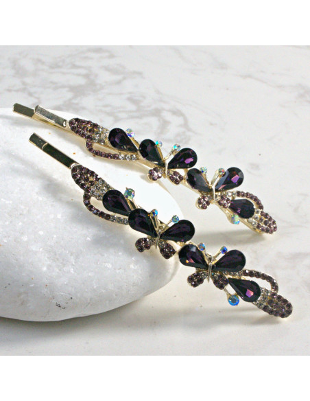 Wsuwka do włosów motylek  2 szt. Lolita Akcesoria FIOLET