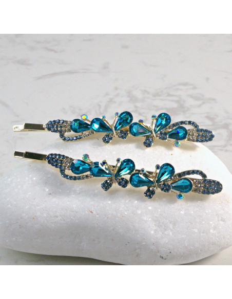 Wsuwka do włosów motylek  2 szt. Lolita Akcesoria NIEBIESKI