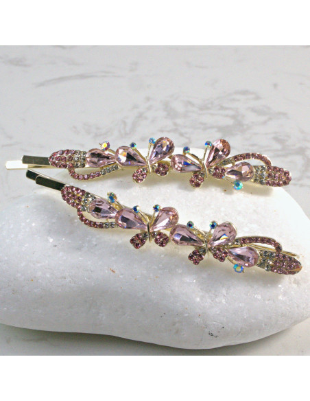 Wsuwka do włosów motylek  2 szt. Lolita Akcesoria RÓŻ