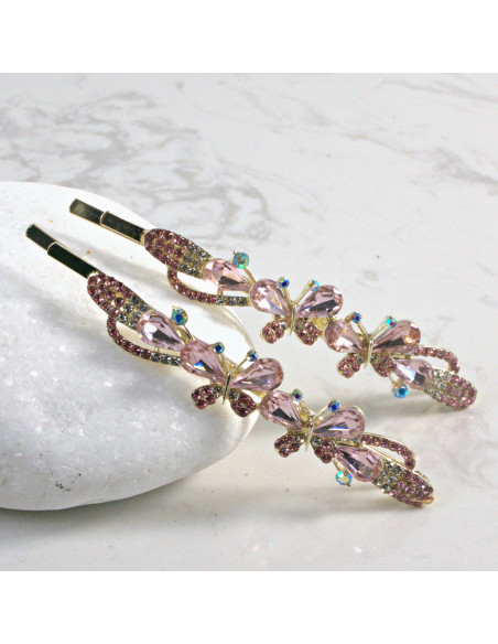 Wsuwka do włosów motylek  2 szt. Lolita Akcesoria RÓŻ