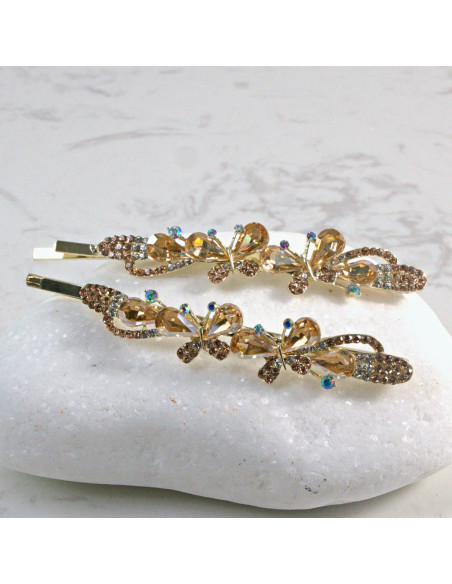 Wsuwka do włosów motylek  2 szt. Lolita Akcesoria MIODOWY