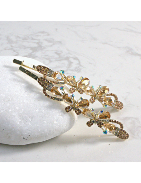 Wsuwka do włosów motylek  2 szt. Lolita Akcesoria MIODOWY