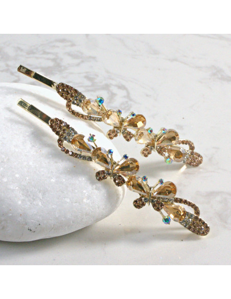 Wsuwka do włosów motylek  2 szt. Lolita Akcesoria MIODOWY