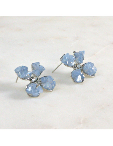 Kolczyki Niebieskie Kwiatki Kryształki Lolita...