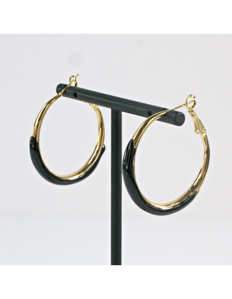 Kolczyki Złoto -Czarne Koła Lolita Akcesoria srebrny sztyft 925