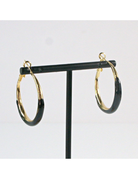 Kolczyki Złoto -Czarne Koła Lolita Akcesoria srebrny sztyft 925