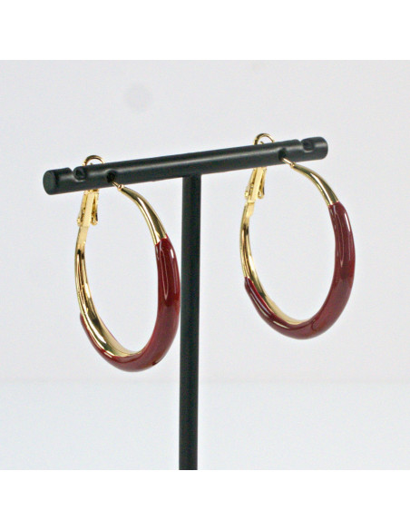 Kolczyki Złoto -Bordowe Koła Lolita Akcesoria srebrny sztyft 925