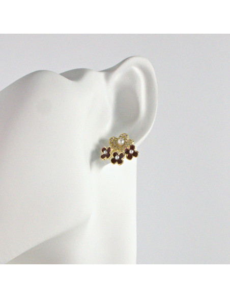 Kolczyki Potrójne Kwiatuszki Lolita Akcesoria srebrny sztyft 925