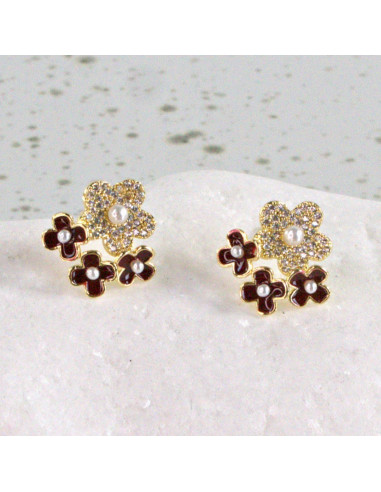 Kolczyki Potrójne Kwiatuszki Lolita Akcesoria...