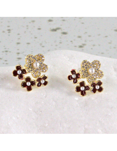 Kolczyki Potrójne Kwiatuszki Lolita Akcesoria...