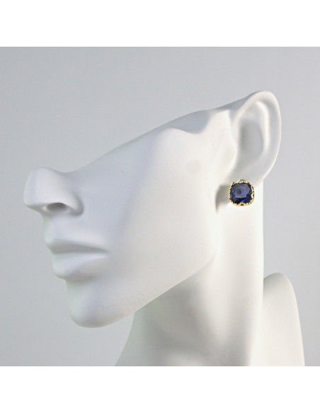 Kolczyki Fioletowe Kryształy  Lolita Akcesoria srebrny sztyft 925