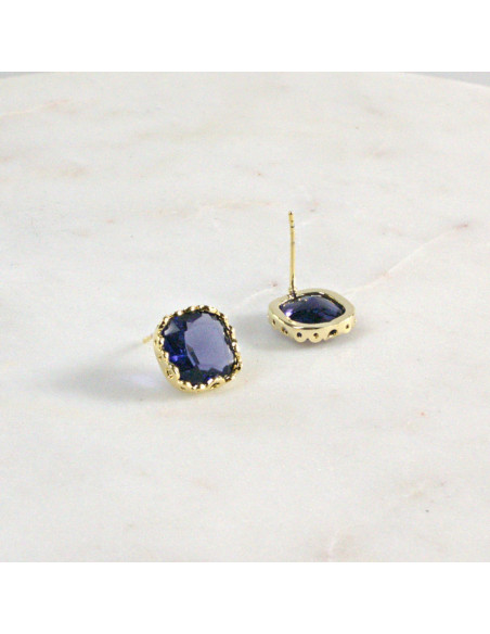 Kolczyki Fioletowe Kryształy  Lolita Akcesoria srebrny sztyft 925