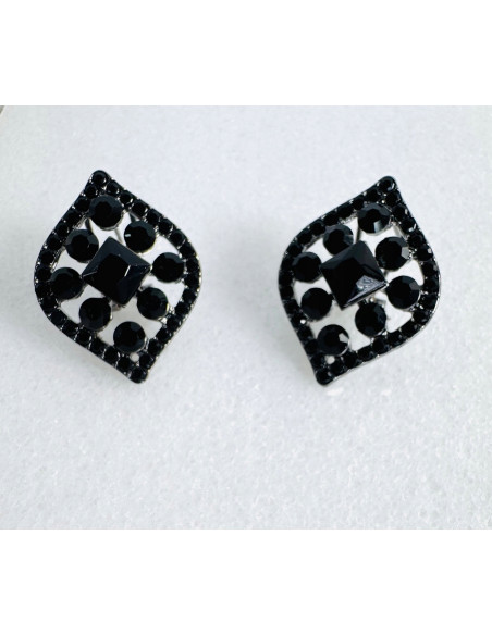 Kolczyki CZARNE WIECZOROWE ROMBY Lolita Accessories srebrny sztyft 925