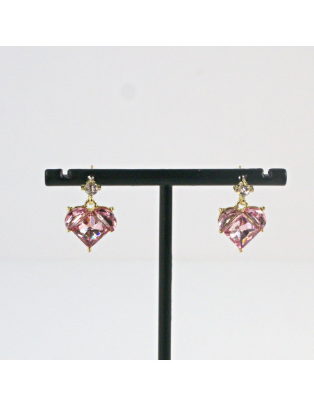 Kolczyki Różowe Serduszka  Lolita Akcesoria srebrny sztyft 925