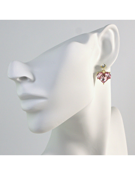 Kolczyki Różowe Serduszka  Lolita Akcesoria srebrny sztyft 925