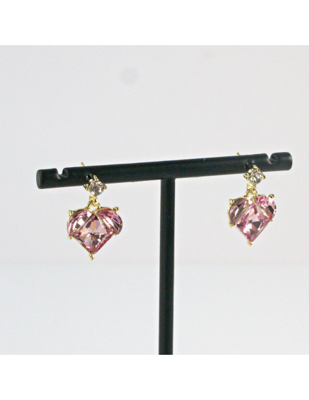 Kolczyki Różowe Serduszka  Lolita Akcesoria srebrny sztyft 925
