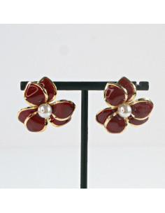 Kolczyki Bordowe Kwiaty z Perłą   Lolita Akcesoria... 2