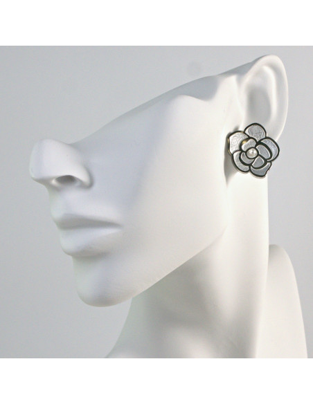 Kolczyki Kwiat Srebrna  Róża ze stali chirurgicznej  Lolita Akcesoria