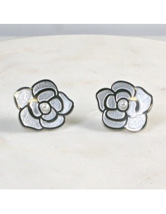 Kolczyki Kwiat Srebrna  Róża ze stali chirurgicznej... 2