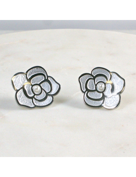 Kolczyki Kwiat Srebrna  Róża ze stali chirurgicznej  Lolita Akcesoria