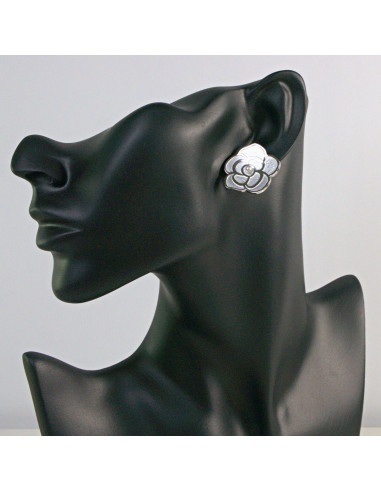 Kolczyki Kwiat Srebrna  Róża ze stali...