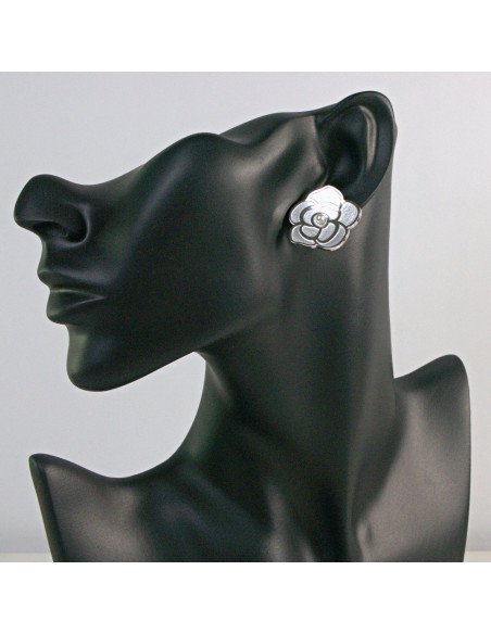 Kolczyki Kwiat Srebrna  Róża ze stali chirurgicznej  Lolita Akcesoria