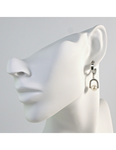 Kolczyki  ze stali chirurgicznej  Srebrne z Perełką Lolita Akcesoria