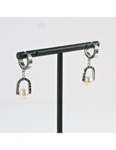 Kolczyki  ze stali chirurgicznej  Srebrne z Perełką Lolita Akcesoria