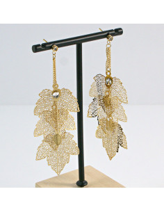 Kolczyki  ze stali chirurgicznej  Złote LISTKI  MAXI... 2