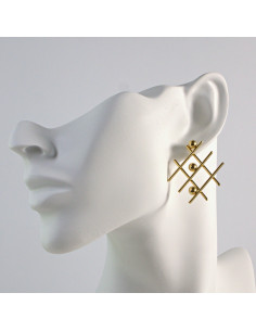 Kolczyki  ze stali chirurgicznej  Złote "SIATKI" MAXI...