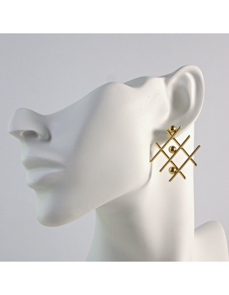 Kolczyki  ze stali chirurgicznej  Złote "SIATKI" MAXI Lolita Akcesoria