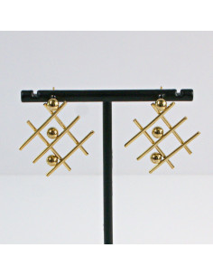 Kolczyki  ze stali chirurgicznej  Złote "SIATKI" MAXI... 2