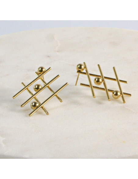 Kolczyki  ze stali chirurgicznej  Złote "SIATKI" MAXI Lolita Akcesoria