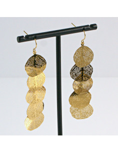 Kolczyki  ze stali chirurgicznej  Złote LISTKI  MAXI... 2