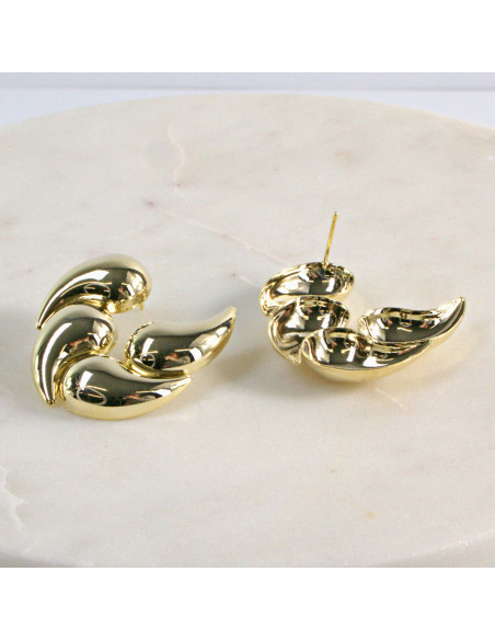 Kolczyki Maxi ZŁOTE Dwustronne Rogi   Lolita Akcesoria srebrny sztyft 925