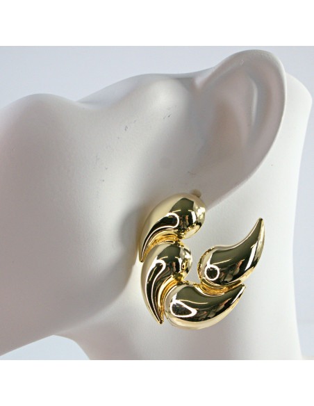 Kolczyki Maxi ZŁOTE Dwustronne Rogi   Lolita Akcesoria srebrny sztyft 925