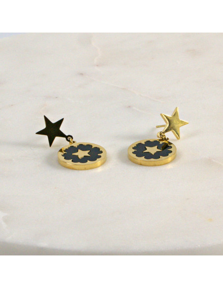 Kolczyki  ze stali chirurgicznej  Złote GWIAZDKI Lolita Akcesoria