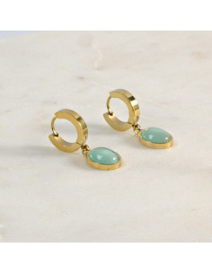 Kolczyki  ze stali chirurgicznej Zielone Oczko BOHO...