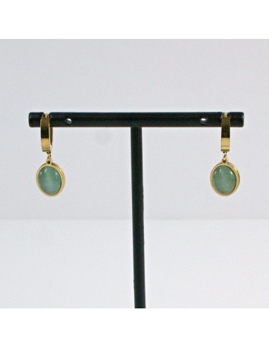 Kolczyki  ze stali chirurgicznej Zielone Oczko...